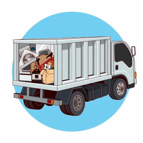 Цветной вариант раскраски мусоровоз полный техники