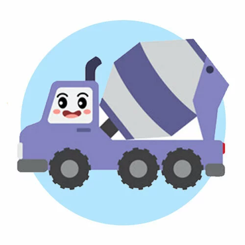 Цветной вариант раскраски бетономешалка улыбака