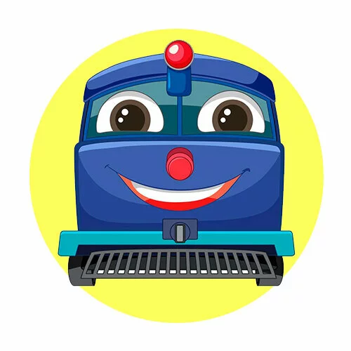 Цветной вариант раскраски мордочка трамвая