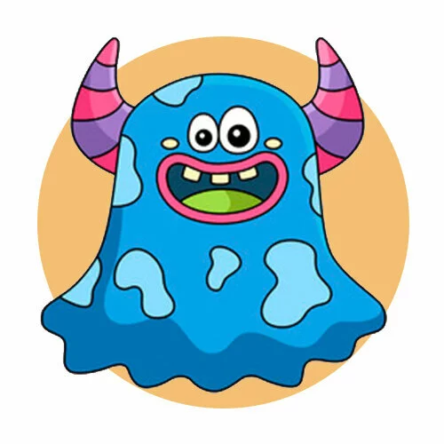 Цветной вариант раскраски привидение монстр