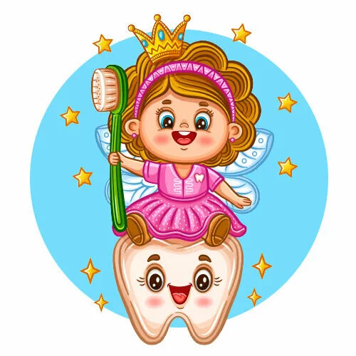 Цветной вариант раскраски маленькая зубная фея