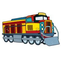 Цветной пример раскраски настоящий поезд