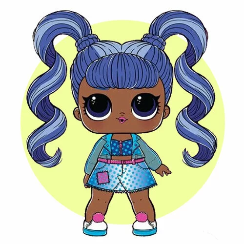 Цветной вариант раскраски кукла лол 2024 блестки