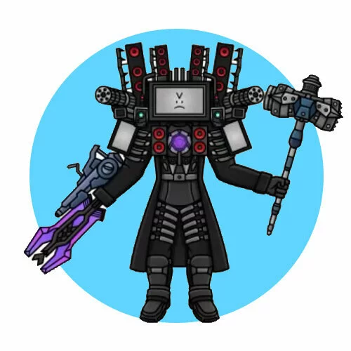 Цветной вариант раскраски tv+speaker+cameraman titan