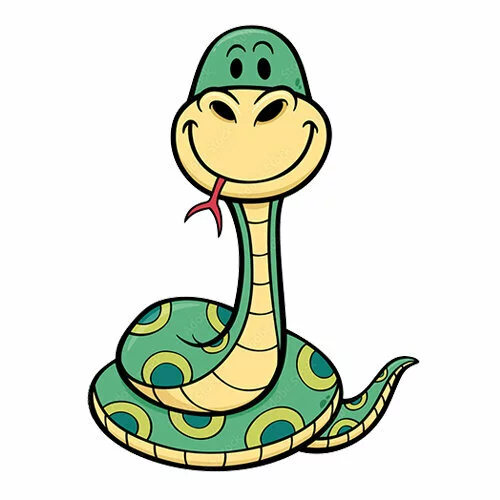 Цветной вариант раскраски улыбака змея