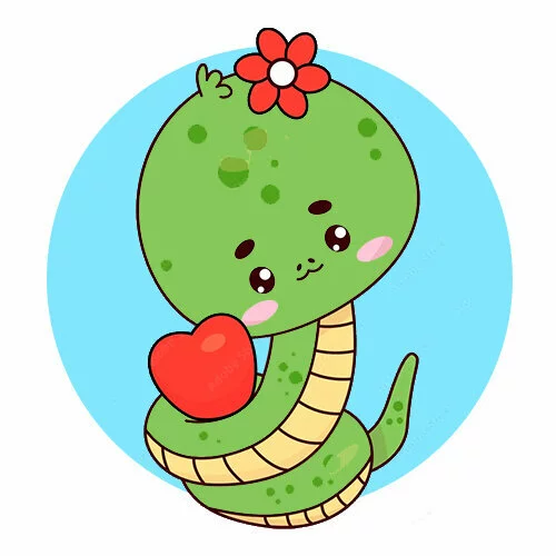 Цветной вариант раскраски милая змейка новый 2025 год