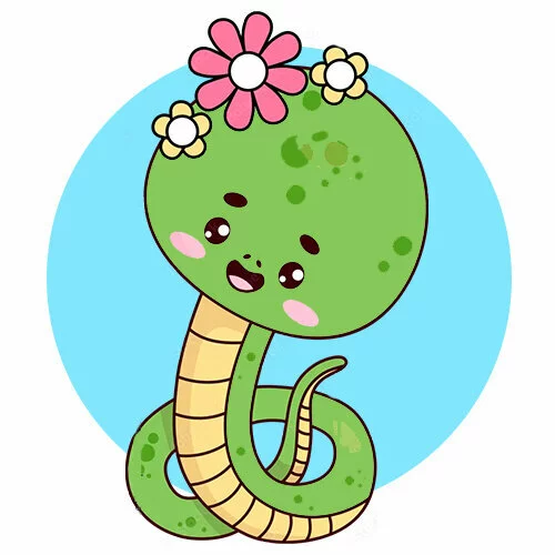 Цветной вариант раскраски символ нового 2025 года змейка