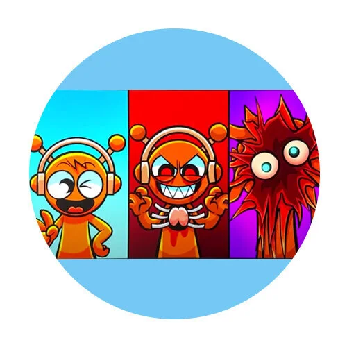 Цветной вариант раскраски бум спрунки