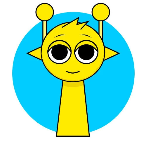 Цветной пример раскраски спрунки yellow (simon) персонаж