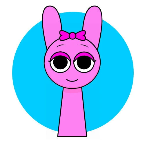 Цветной пример раскраски спрунки pink (pinki) персонаж