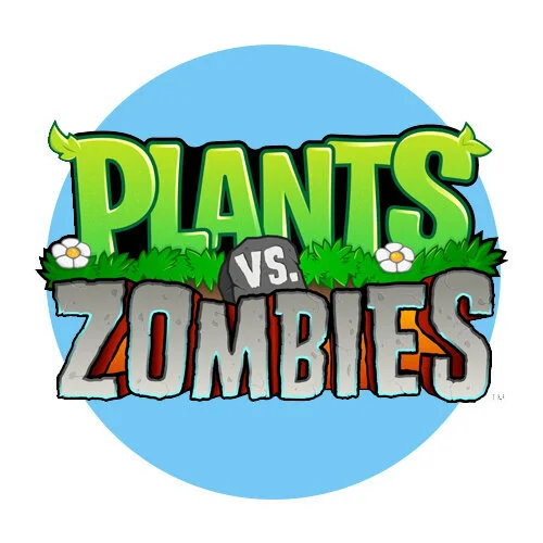 Цветной пример раскраски лого зомби против растений