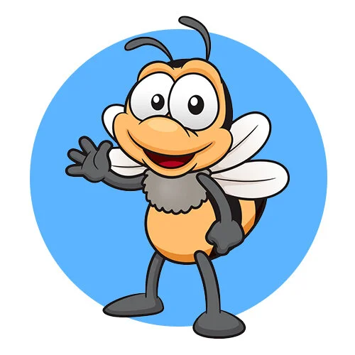 Цветной вариант раскраски мультяшная пчела