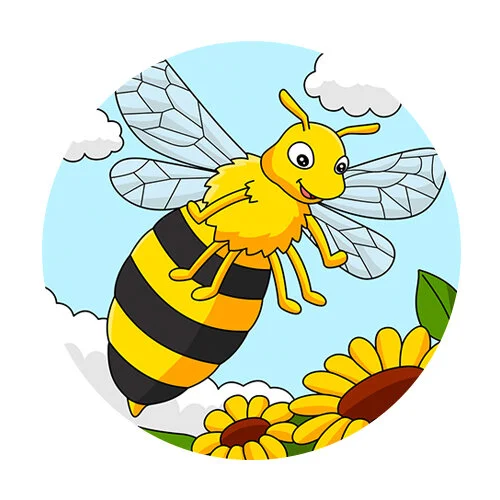 Цветной вариант раскраски по номерам пчела