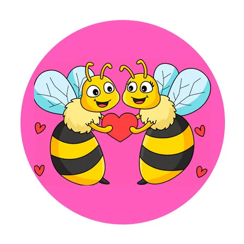 Цветной вариант раскраски любовь пчелы