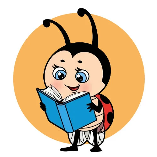 Цветной вариант раскраски божья коровка читает