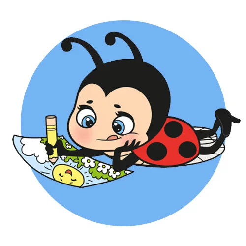 Цветной вариант раскраски божья коровка рисует