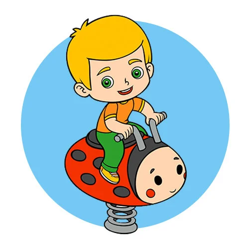 Цветной вариант раскраски божья коровка карусель