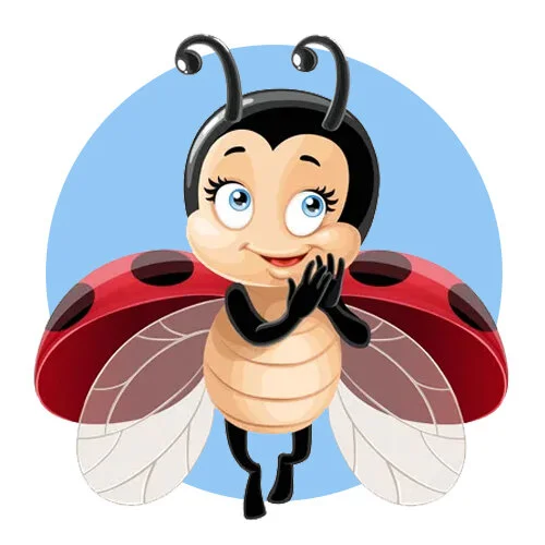 Цветной вариант раскраски божья коровка умиляется