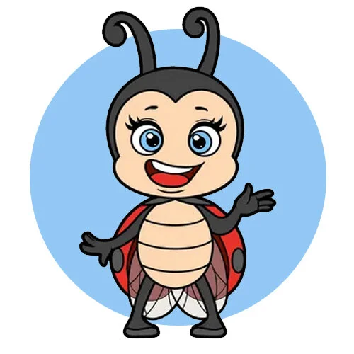 Цветной вариант раскраски божья коровка здоровается