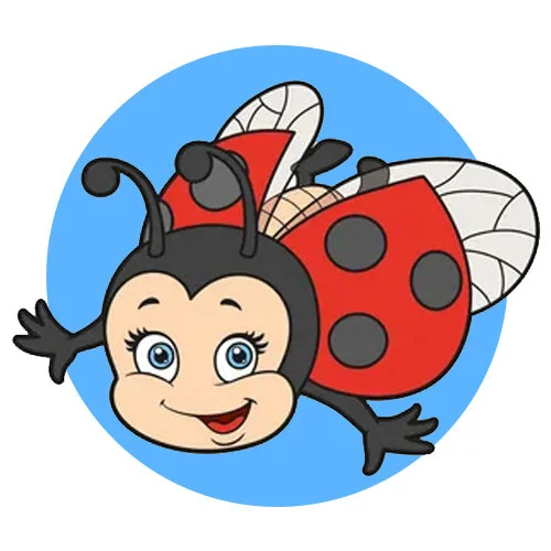 Цветной пример раскраски божья коровка в полете