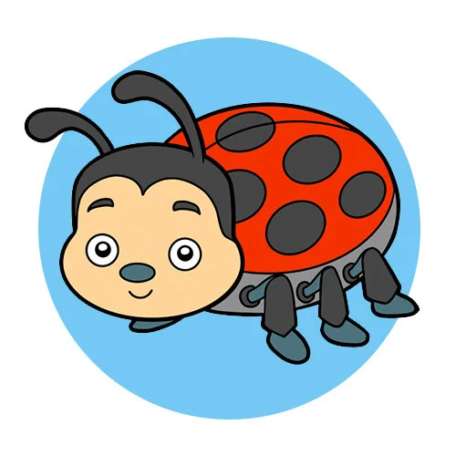 Цветной вариант раскраски божья коровка мальчик