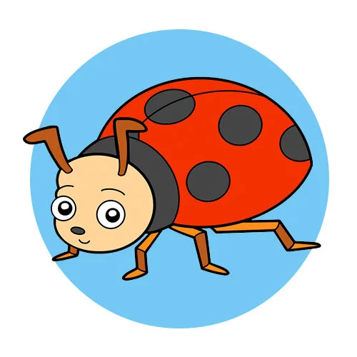 Цветной пример раскраски божья коровка насекомое