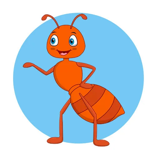 Цветной вариант раскраски смышленный муравей