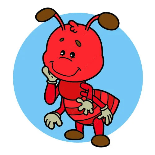 Цветной вариант раскраски смешной муравей