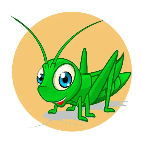 Цветной вариант раскраски кузнечик пин