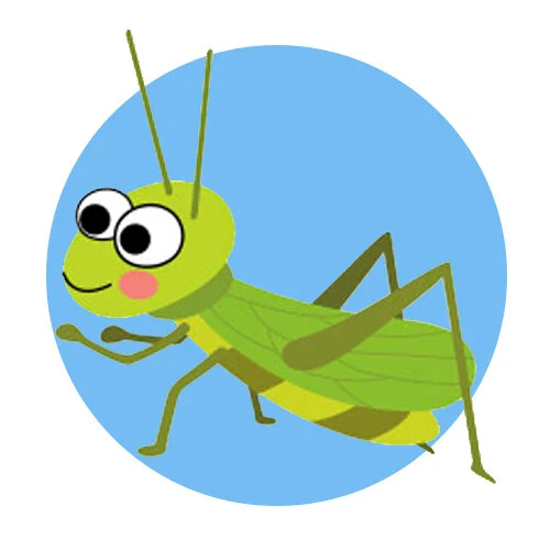 Цветной пример раскраски кузнечик лапки