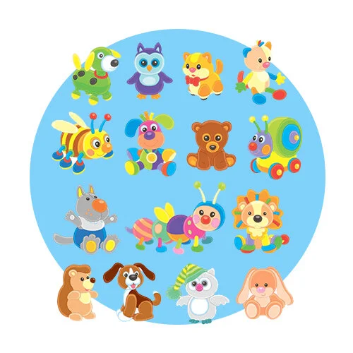 Цветной вариант раскраски игрушки детские для игр