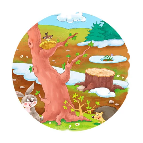 Цветной вариант раскраски весна теплая времена года