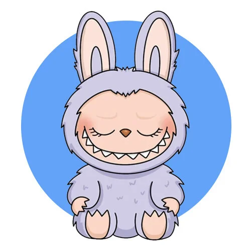 Цветной вариант раскраски лабубу закрыл глазки