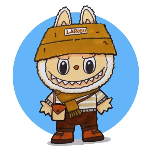 Цветной вариант раскраски лабубу наряд