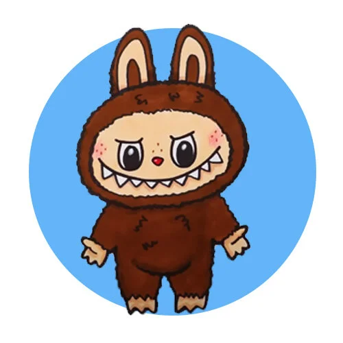 Цветной пример раскраски лабубу наклейка стикер