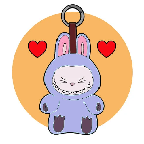 Цветной вариант раскраски лабубу брелок