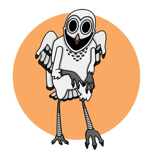 Цветной пример раскраски 99 ночей в лес призрак owl