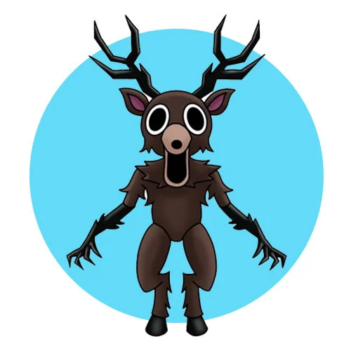 Цветной вариант раскраски 99 ночей в лесу deer олень опасный