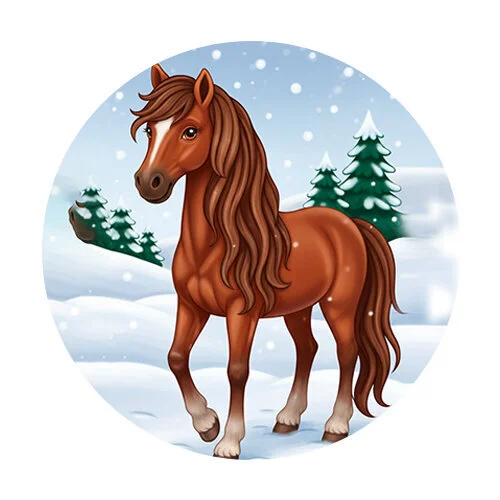 Цветной вариант раскраски лошадь символ 2026