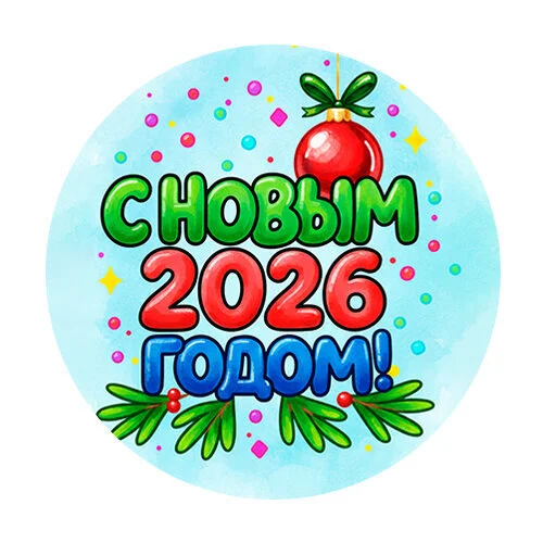 Цветной пример раскраски с новым 2026 годом