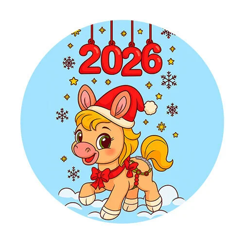 Цветной вариант раскраски милая лошадка 2026