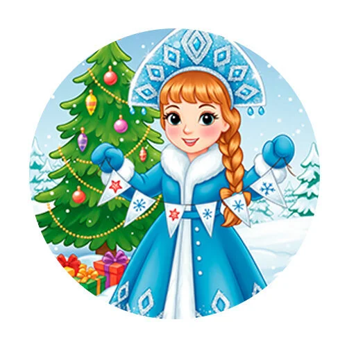 Цветной вариант раскраски снегурочка гирлянда флажки