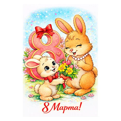 Цветной пример раскраски с 8 марта, мама