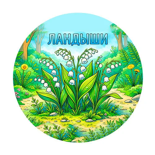 Цветной вариант раскраски ландыши в лесу