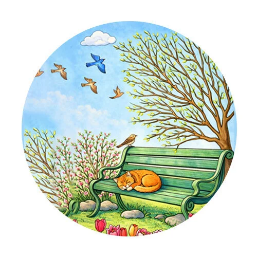 Цветной пример раскраски парк и верба