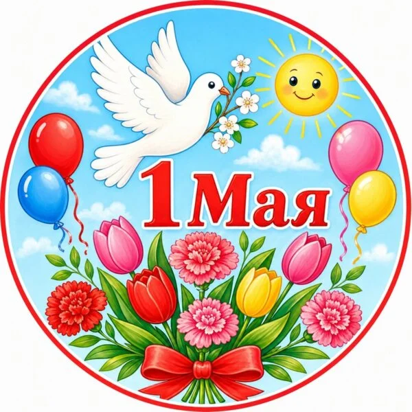 Цветной пример раскраски 1 мая праздник