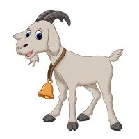 Цветной пример раскраски козлик с колокольчиком