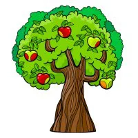 Цветной вариант раскраски раскраски дерево природа