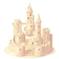 Цветной вариант раскраски замок из песка