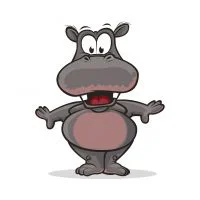 Цветной пример раскраски толстенький бегемотик